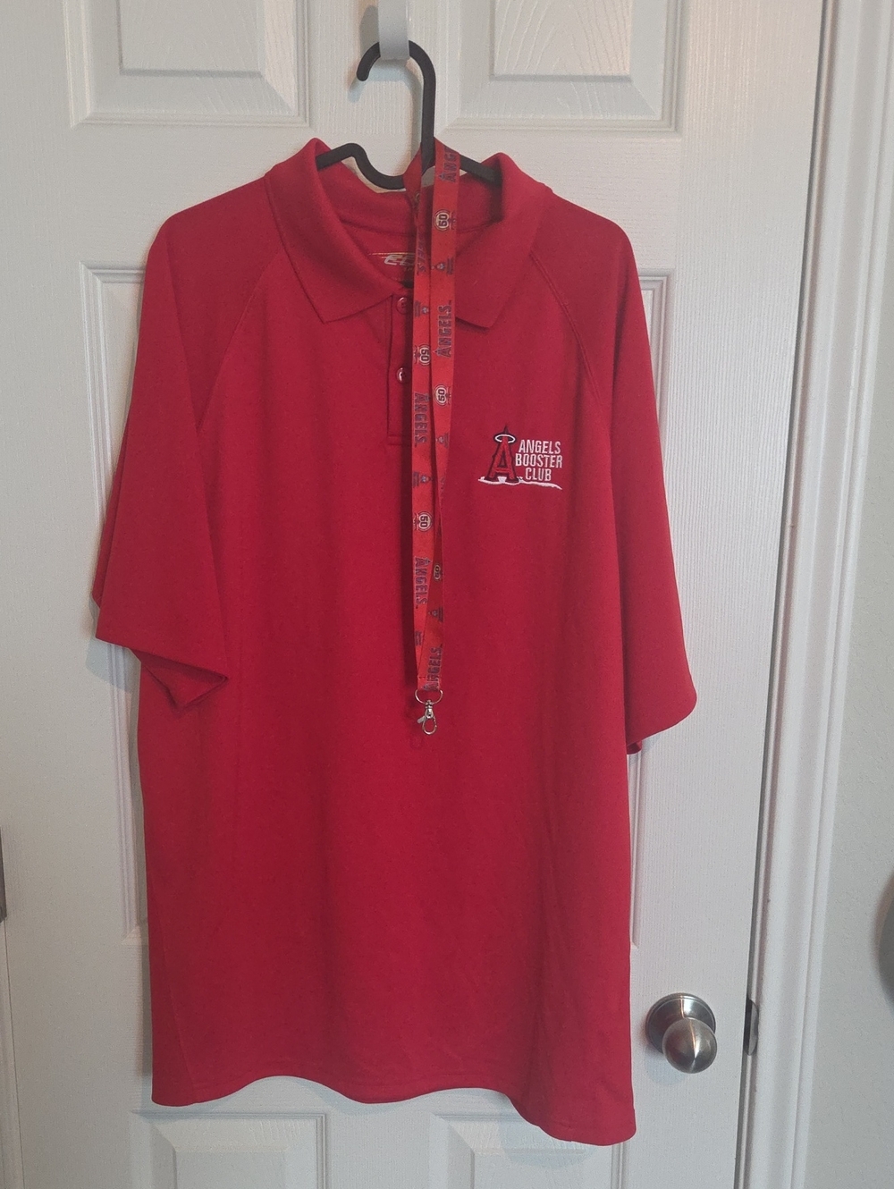 Angel's Baseball Booster Club Red Polo Shirt - Men Sz L